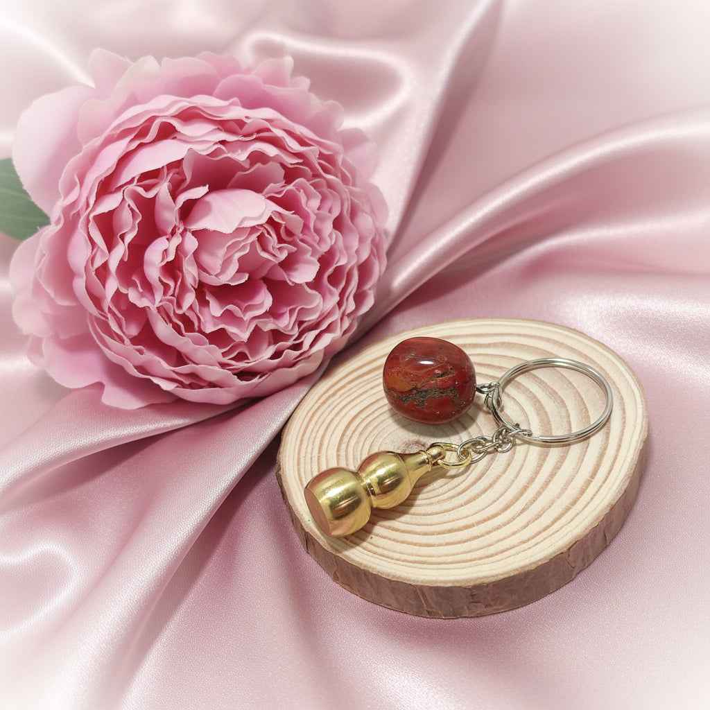 Porte-clés protecteur en Jaspe Rouge – Courage & Protection