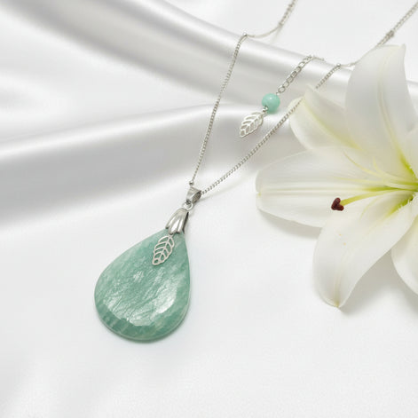 Collier Amazonite sur chaine acier inoxydable