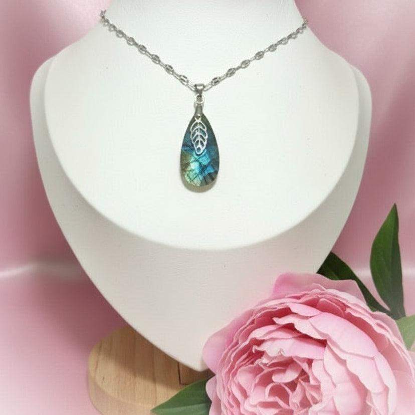 Collier fin argenté labradorite au choix