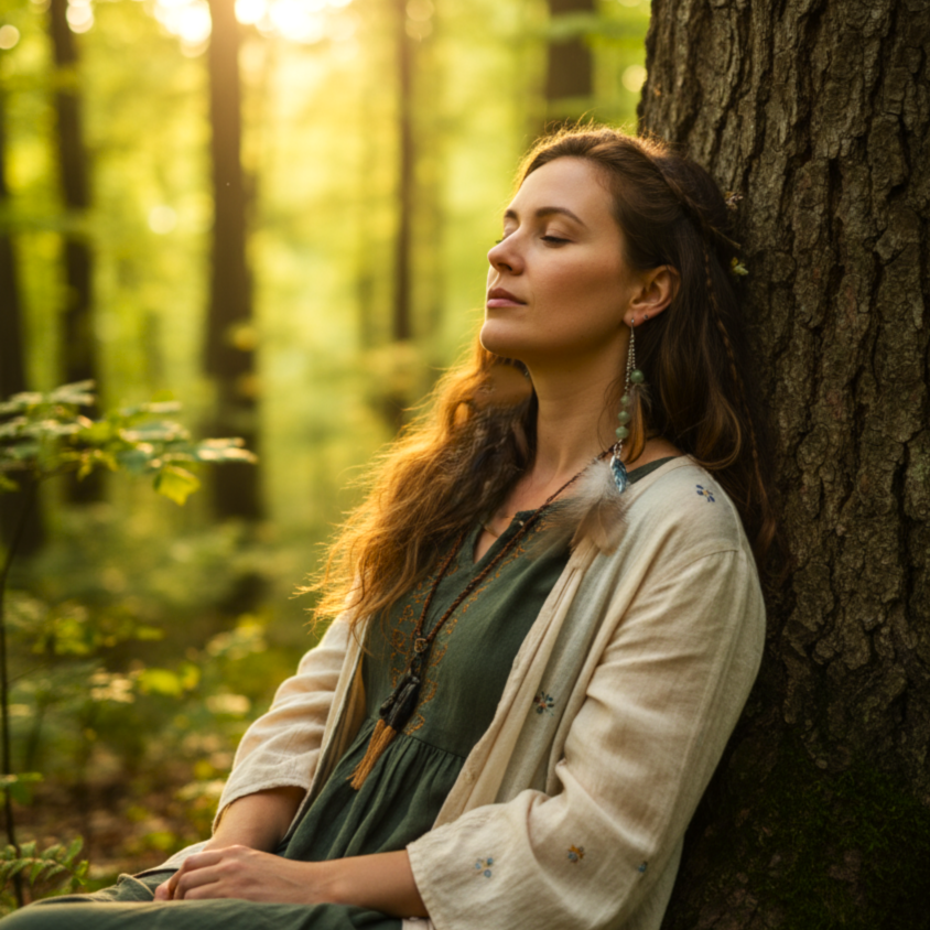 Boucle longue en Plumes sacrées, aventurine ou labradorite