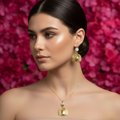Boucles d'oreilles Khépri en pierre de lune