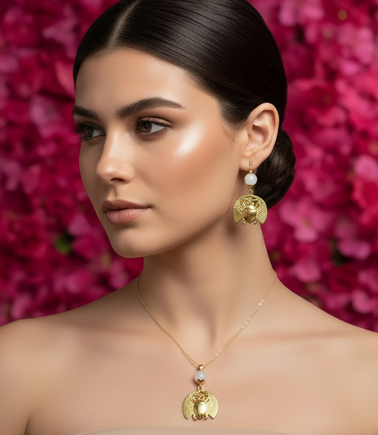 Boucles d'oreilles Khépri en pierre de lune
