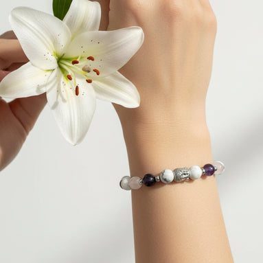 Bracelet Paix intérieure en améthyste howlite quartz rose
