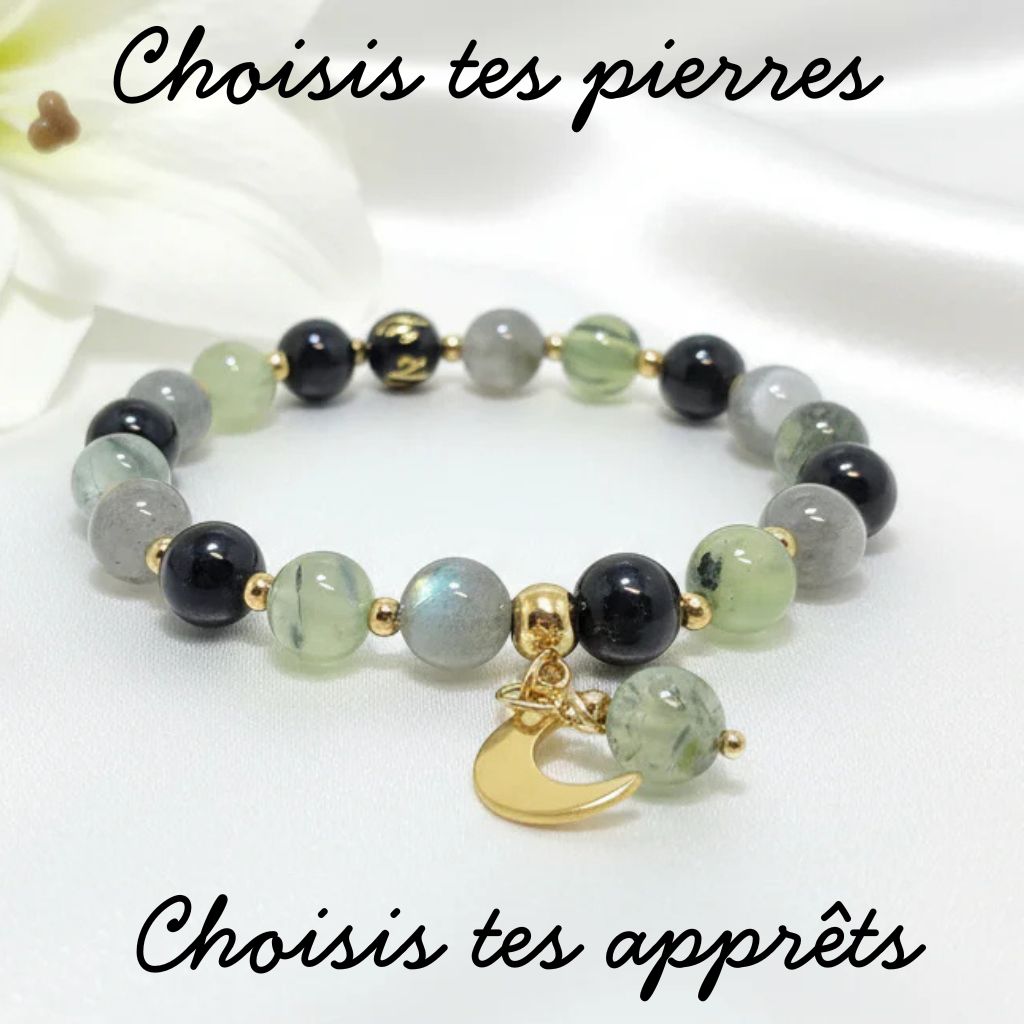 Bracelet de perles sur mesure en pierres à personnaliser