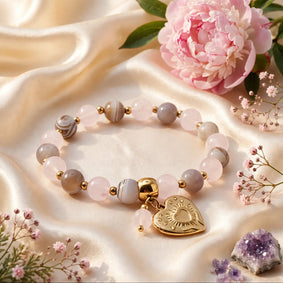 Bracelet quartz rose et agate,