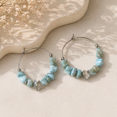 Kit créatif boucles d'oreilles en larimar, papillons, niveau 1