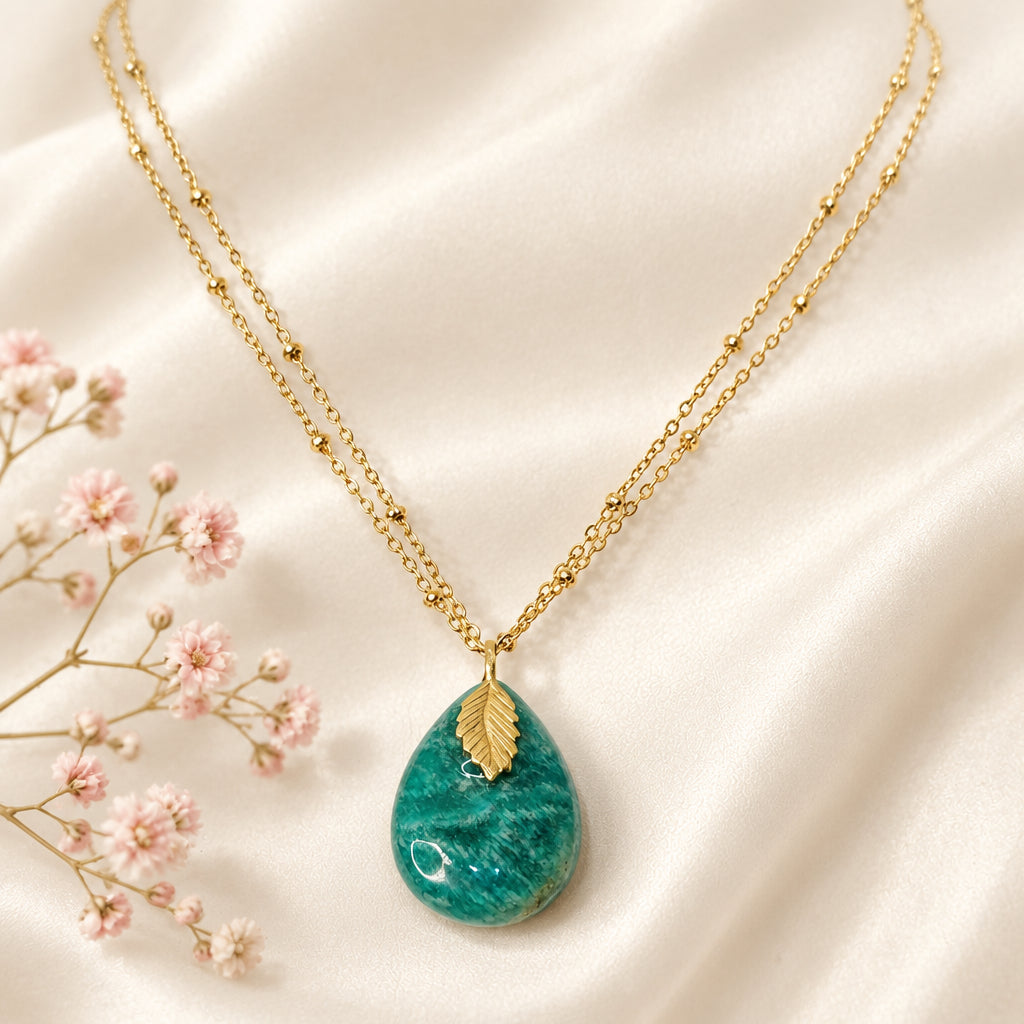 Collier doré en Amazonite
