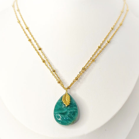 Collier doré en Amazonite