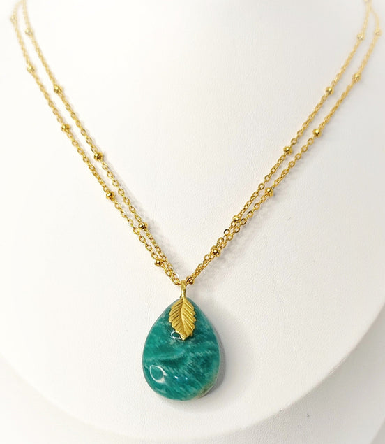Collier doré en Amazonite