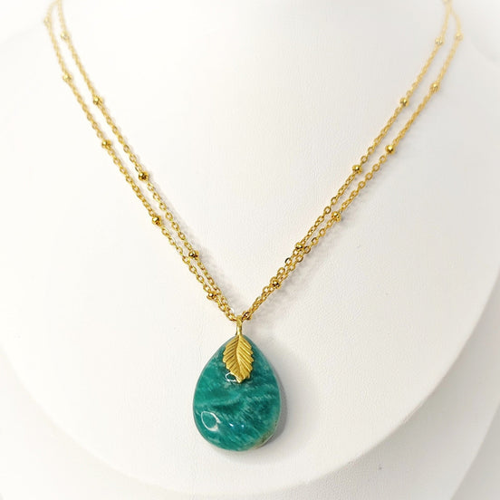 Collier doré en Amazonite