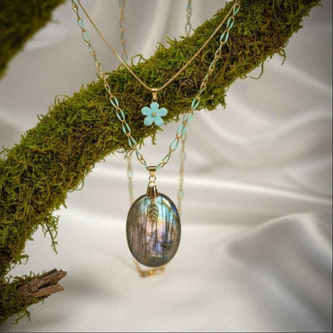  Collier doré  labradorite