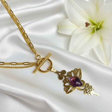 Collier doré unalom en améthyste