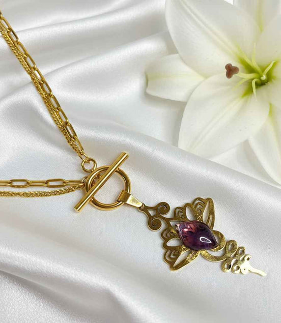 Collier doré unalom en améthyste