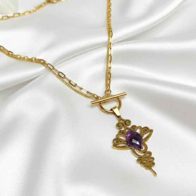 Collier doré unalom en améthyste