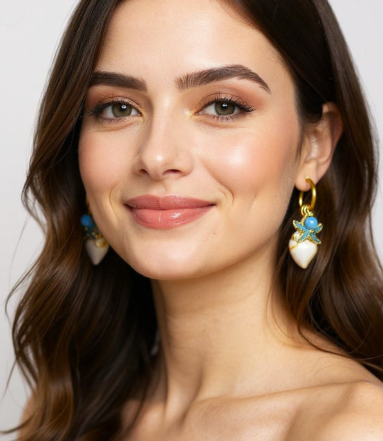 Boucles "Étoiles d’Océan" coquillages et apatite