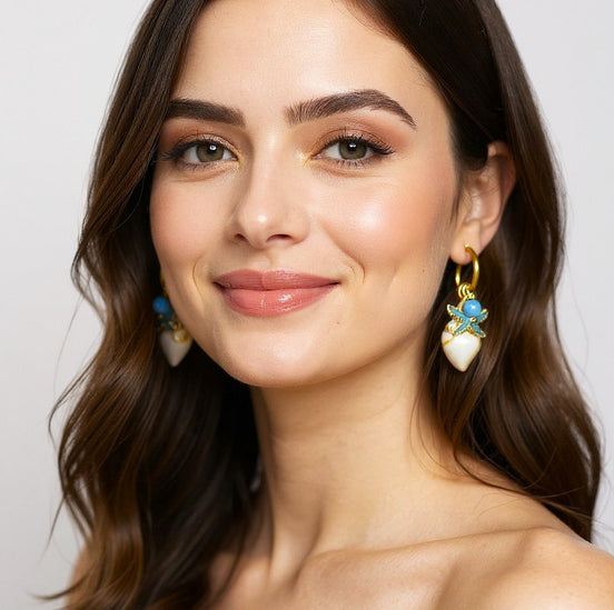 Boucles "Étoiles d’Océan" coquillages et apatite