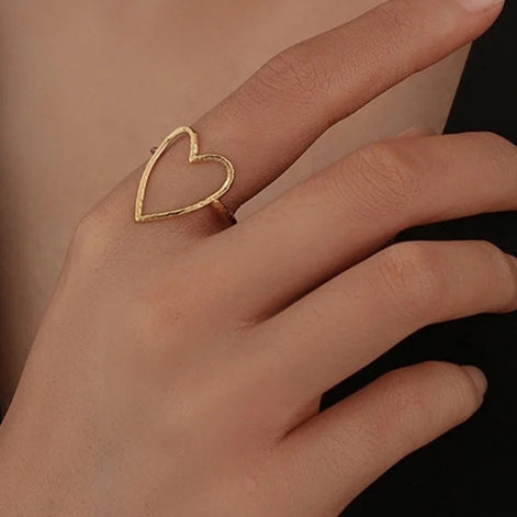 Bague coeur en acier ajustable