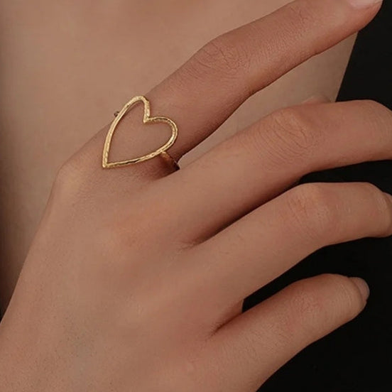 Bague coeur en acier ajustable