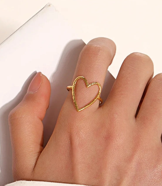 Bague coeur en acier ajustable