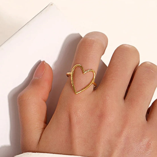 Bague coeur en acier ajustable