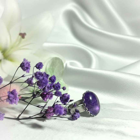 Bague en améthyste argenté au choix