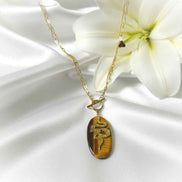Collier serpent doré et oeil de tigre