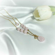 Collier long Doré et pierre de Kunzite 60cm