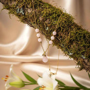 Collier long Doré et pierre de Kunzite 60cm