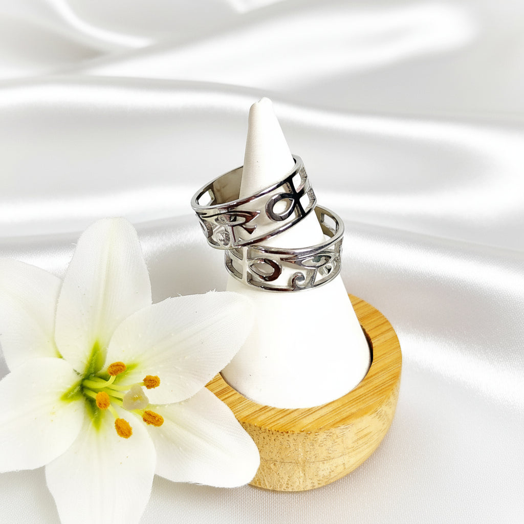 Bague Horus Ankh en acier inoxydable