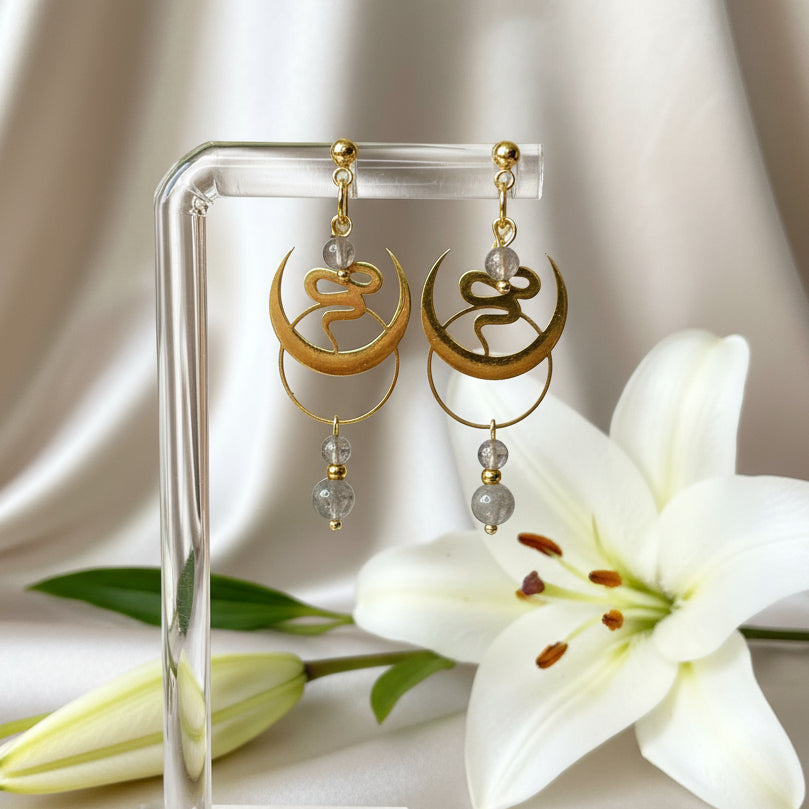 bijoux serpent dore et pierres labradorite 70 300