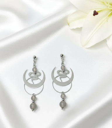 boucles d oreilles argenté serpent