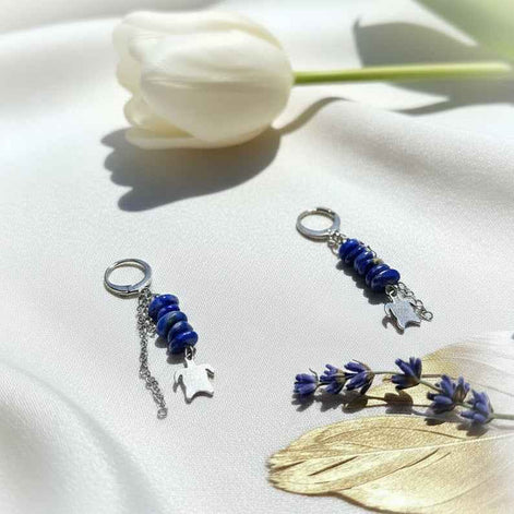 Boucles d'oreilles en Lapis lazuli tortue