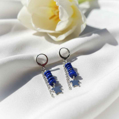 Boucles d'oreilles en Lapis lazuli tortue