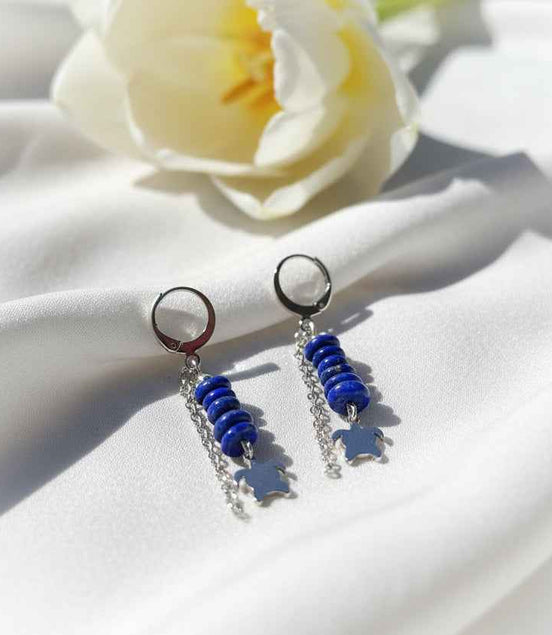 Boucles d'oreilles en Lapis lazuli tortue
