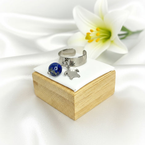 Bague doré, argenté, au choix perle de pierre et acier ajustable