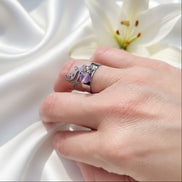 Bague doré, argenté, au choix perle de pierre et acier ajustable
