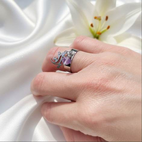 Bague doré, argenté, au choix perle de pierre et acier ajustable