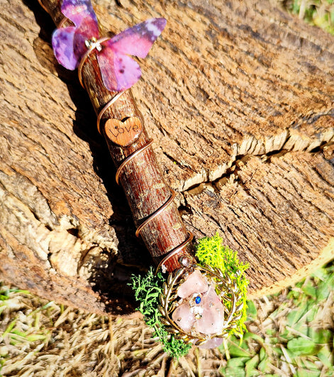 Baguette énergétique en Améthyste et bois de noisetier "Couronne de l’Âme"