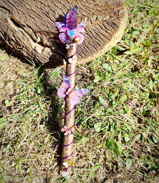 Baguette énergétique pointe de fluorite et bois de noisetier