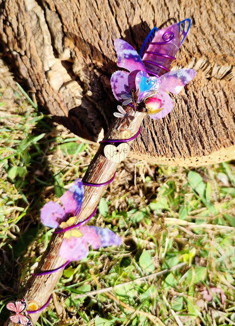 Baguette énergétique pointe de fluorite et bois de noisetier