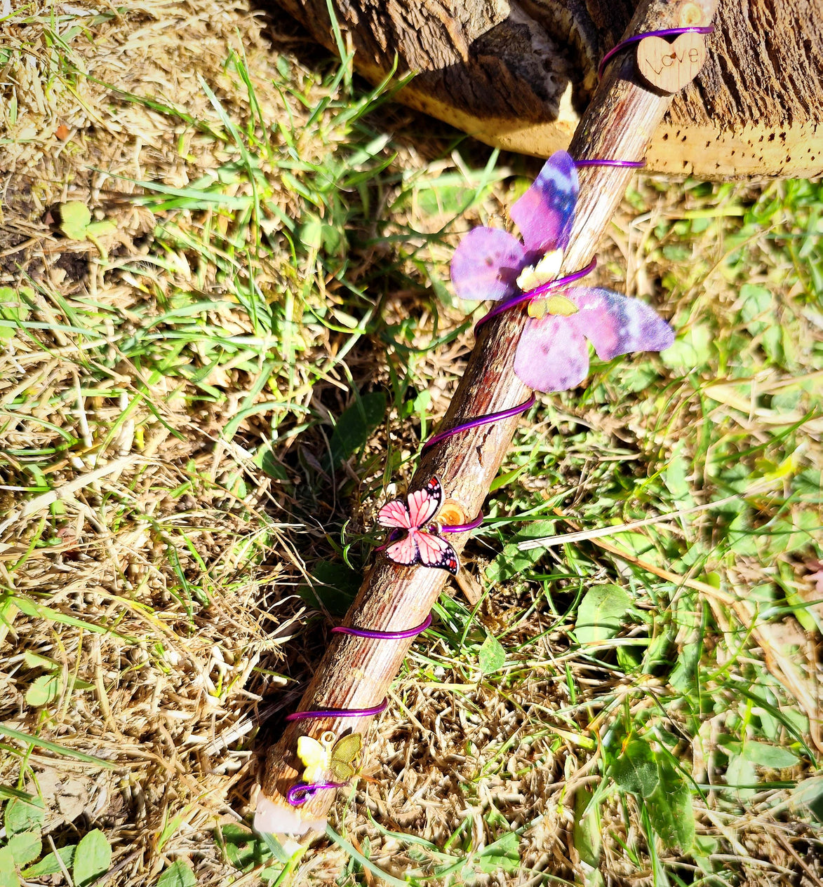 Baguette énergétique pointe de fluorite et bois de noisetier