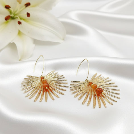 Boucles d'oreilles dorée en Cornaline