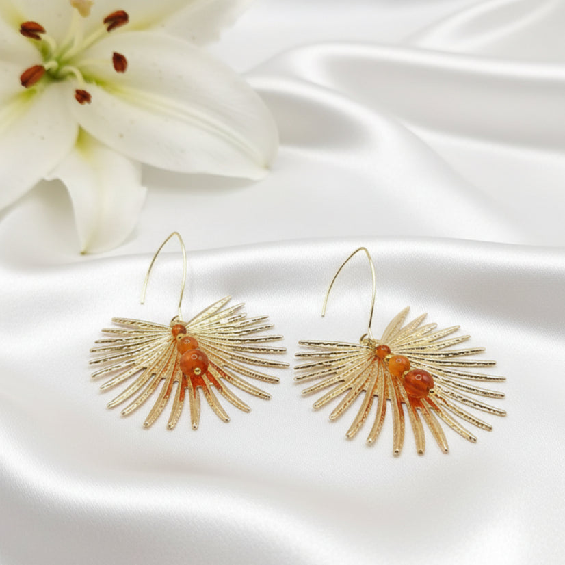 Boucles d'oreilles dorée en Cornaline