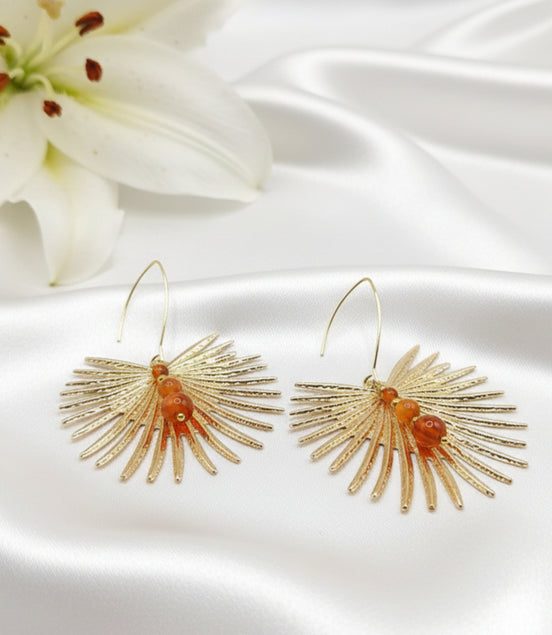 Boucles d'oreilles dorée en Cornaline