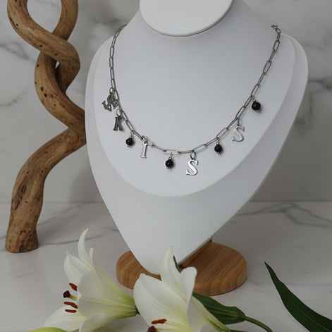 Collier KISS en acier inoxydable et grenat