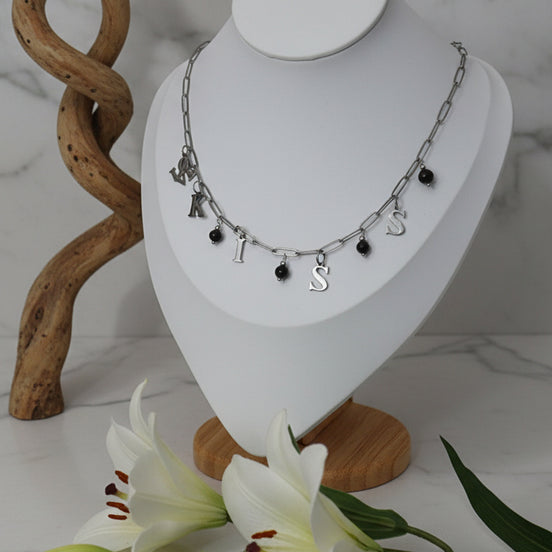 Collier KISS en acier inoxydable et grenat