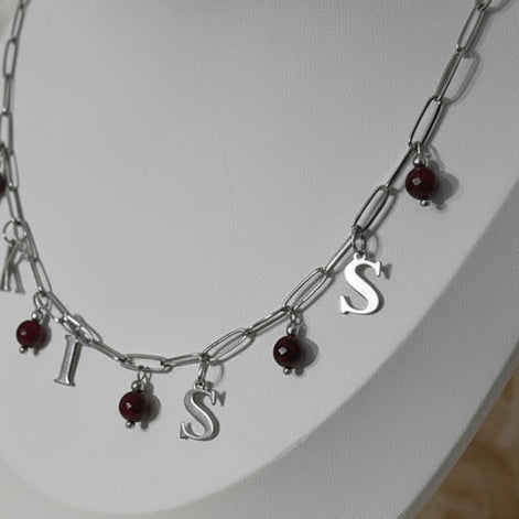 Collier KISS en acier inoxydable et grenat