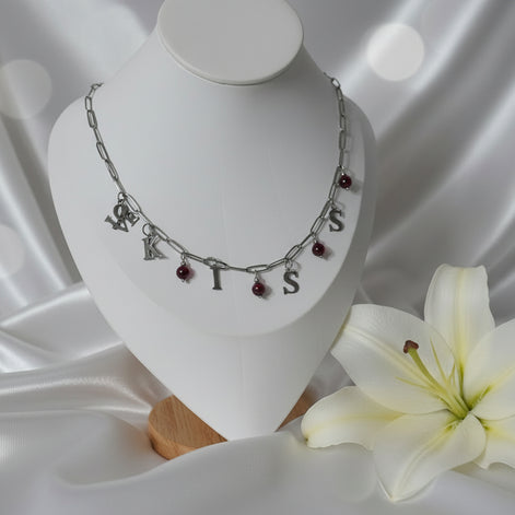 Collier KISS en acier inoxydable et grenat