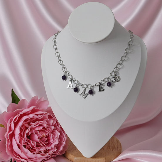 Collier AME argenté et améthyste