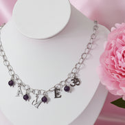 Collier AME argenté et améthyste